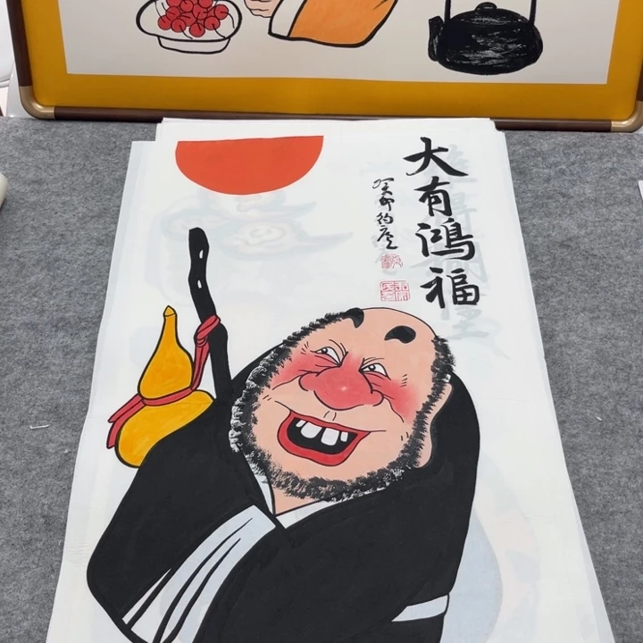 国画手绘禅意画一物一拍