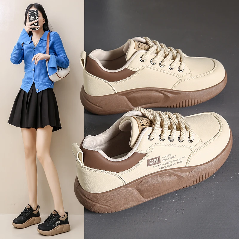 2025时尚百搭秋冬新款厚底增高运动板鞋休闲街拍网红