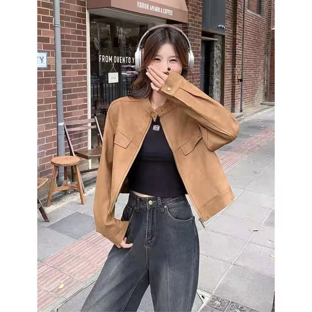 美拉德短款外套复古百搭网红气质春秋小个子时尚显瘦夹克-2561