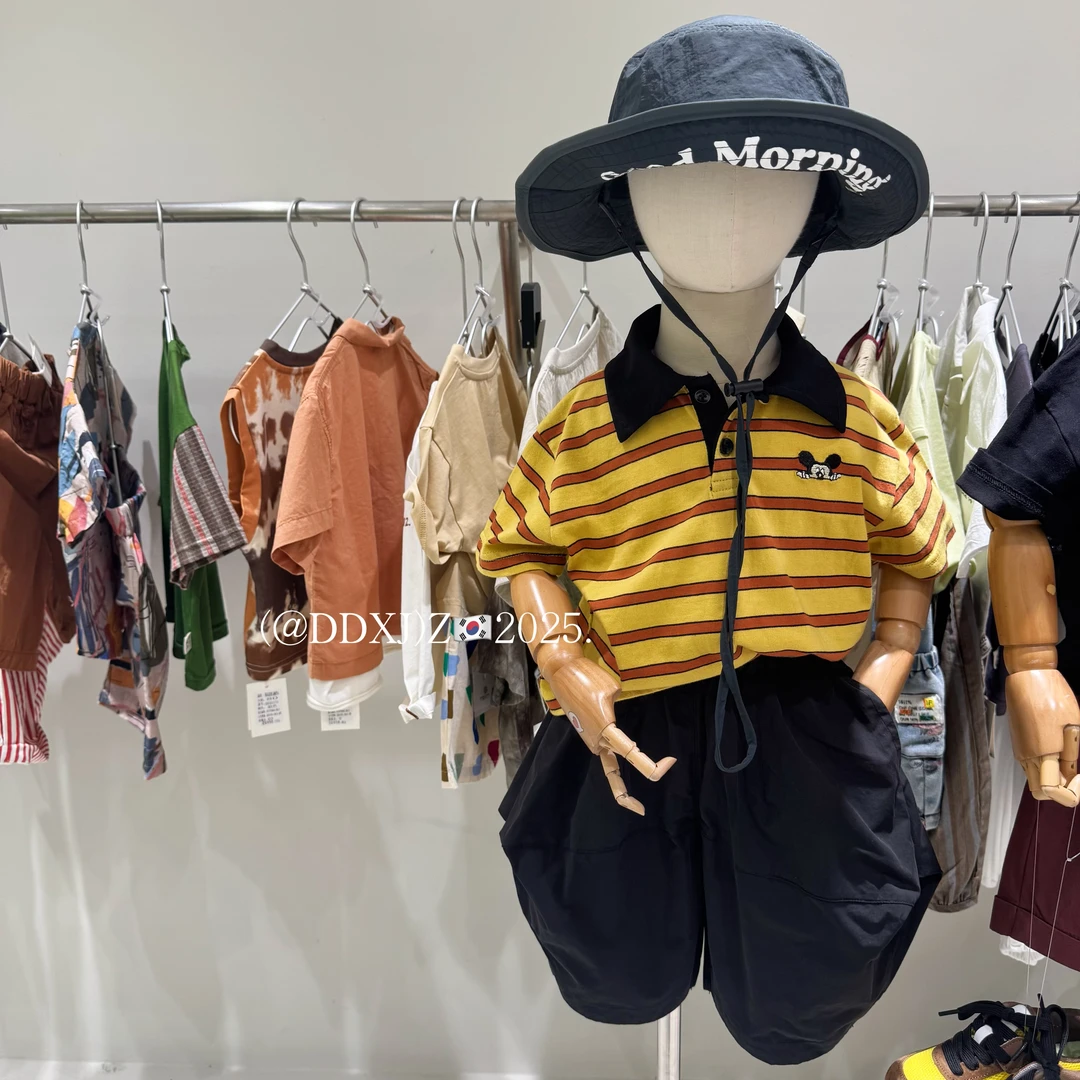 【捡漏】夏季男女宝可穿小米奇刺绣条纹POLO领短袖T恤 25078