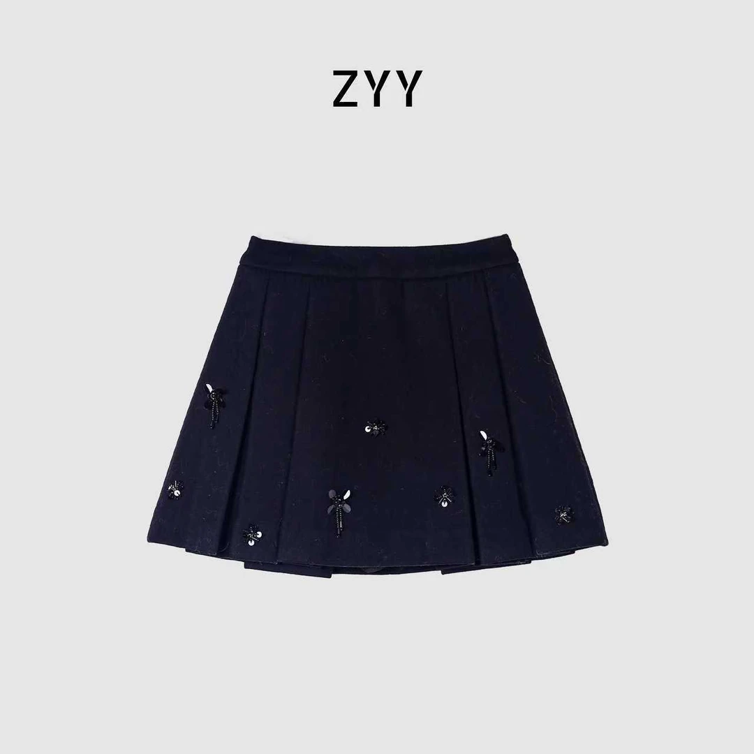 ZYY【航海日志】2025S/S新款重工毛呢A字短裙X25DDQ05647