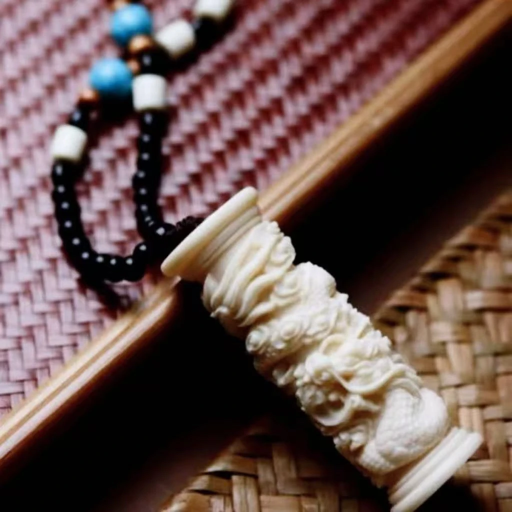 象牙果龙柱手把件-LQ868