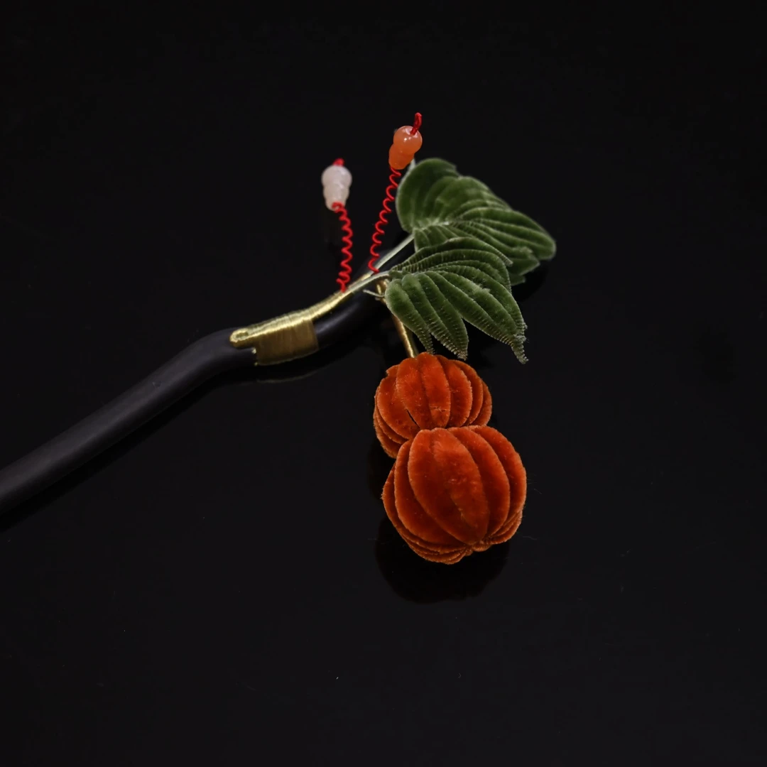 胖绒【葫芦】手工绒花发簪边夹日常款