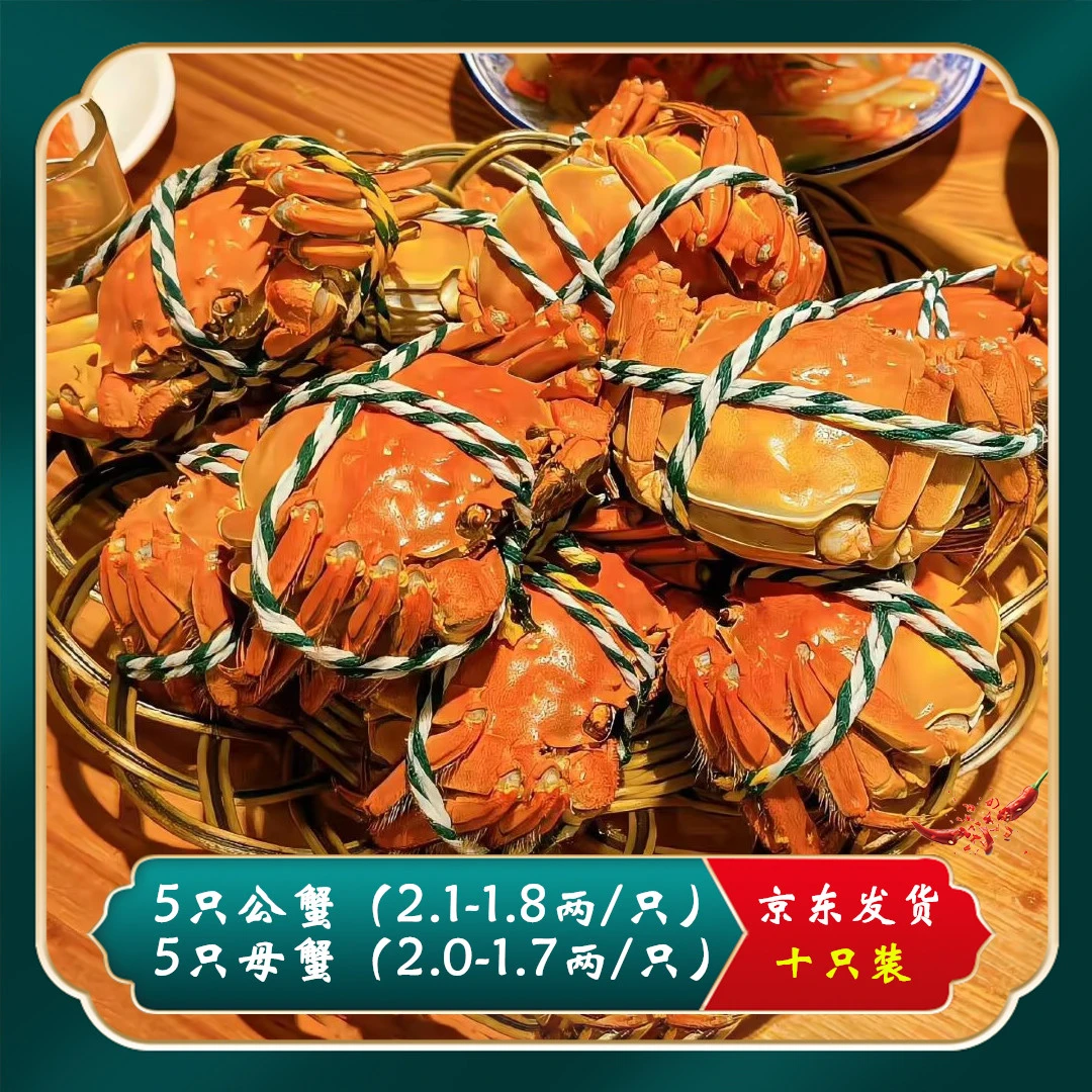 【福利活蟹】盘锦河蟹母5只（2.0-1.7两/只）+公5只（2.1-1.8两/只）