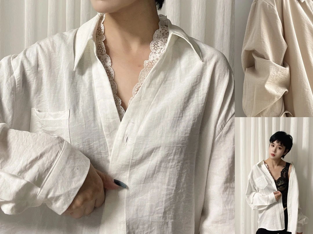 韩版蕾丝拼接气质长袖衬衫女 秋季新款设计感别致小衫夏季春秋