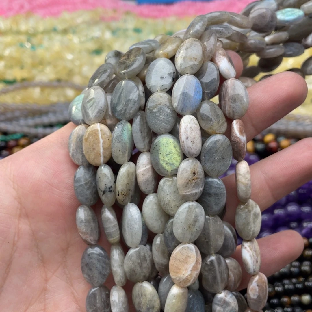 玛瑙/玉髓珠宝半成品未镶嵌一条装卡10*14mm灰月光椭圆片