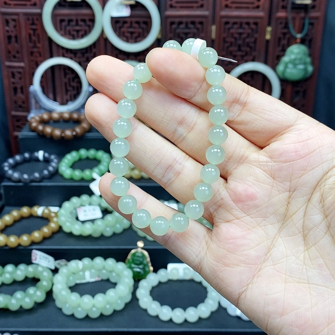 和田玉手串未镶嵌晴水8