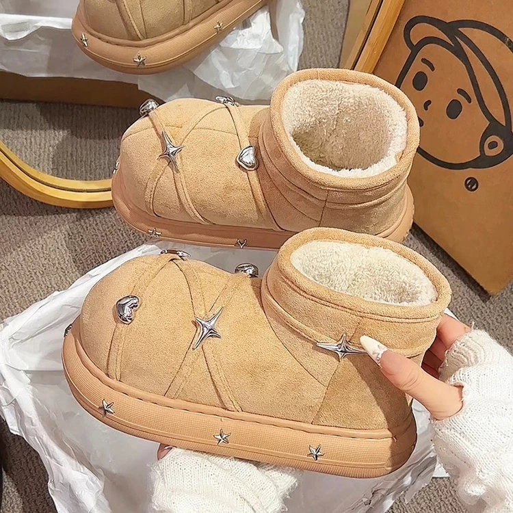 短筒雪地靴子女2025冬季新款爆款厚底大头加绒加厚棉鞋防滑面包鞋