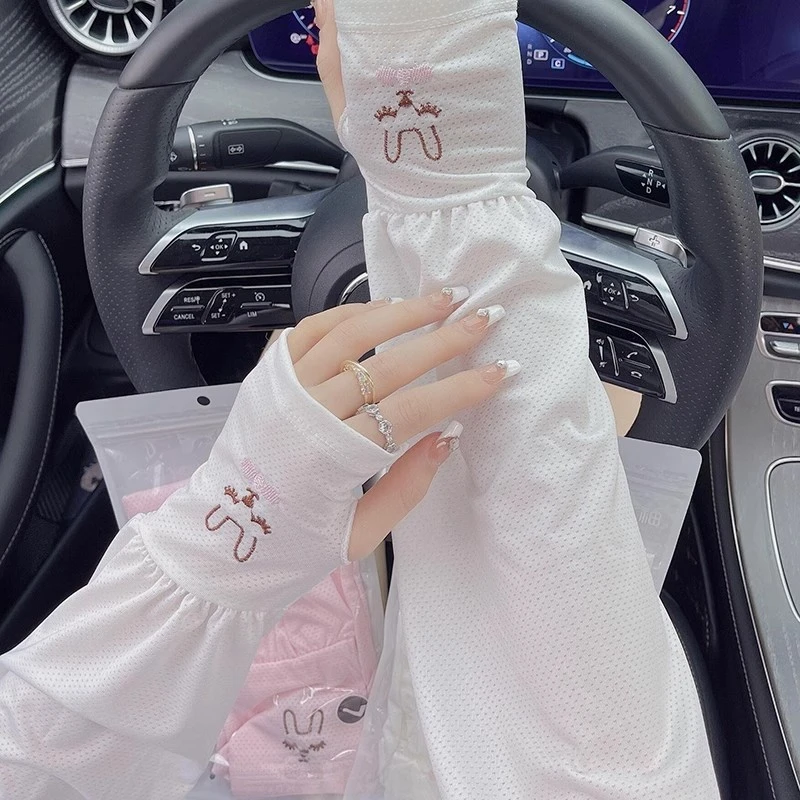 防晒冰袖女ins潮手套开车防紫外线冰丝袖套护臂手袖渐变夏季学生