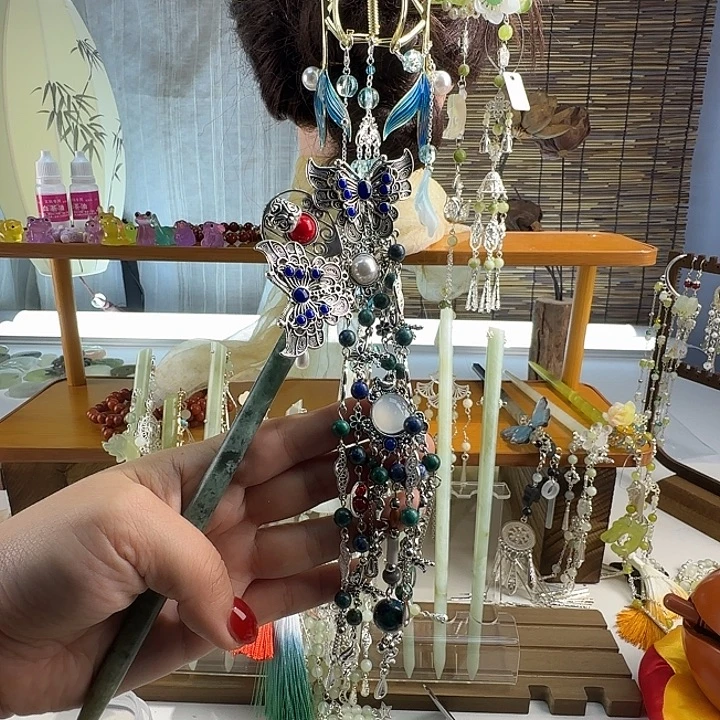 蛇纹石玉合金发饰