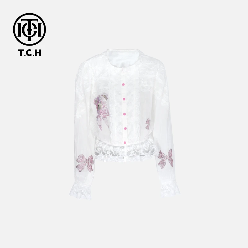 TCH私服烫钻工艺新时尚淑女百搭新潮流衬衣女T75B13E5008轻奢tch