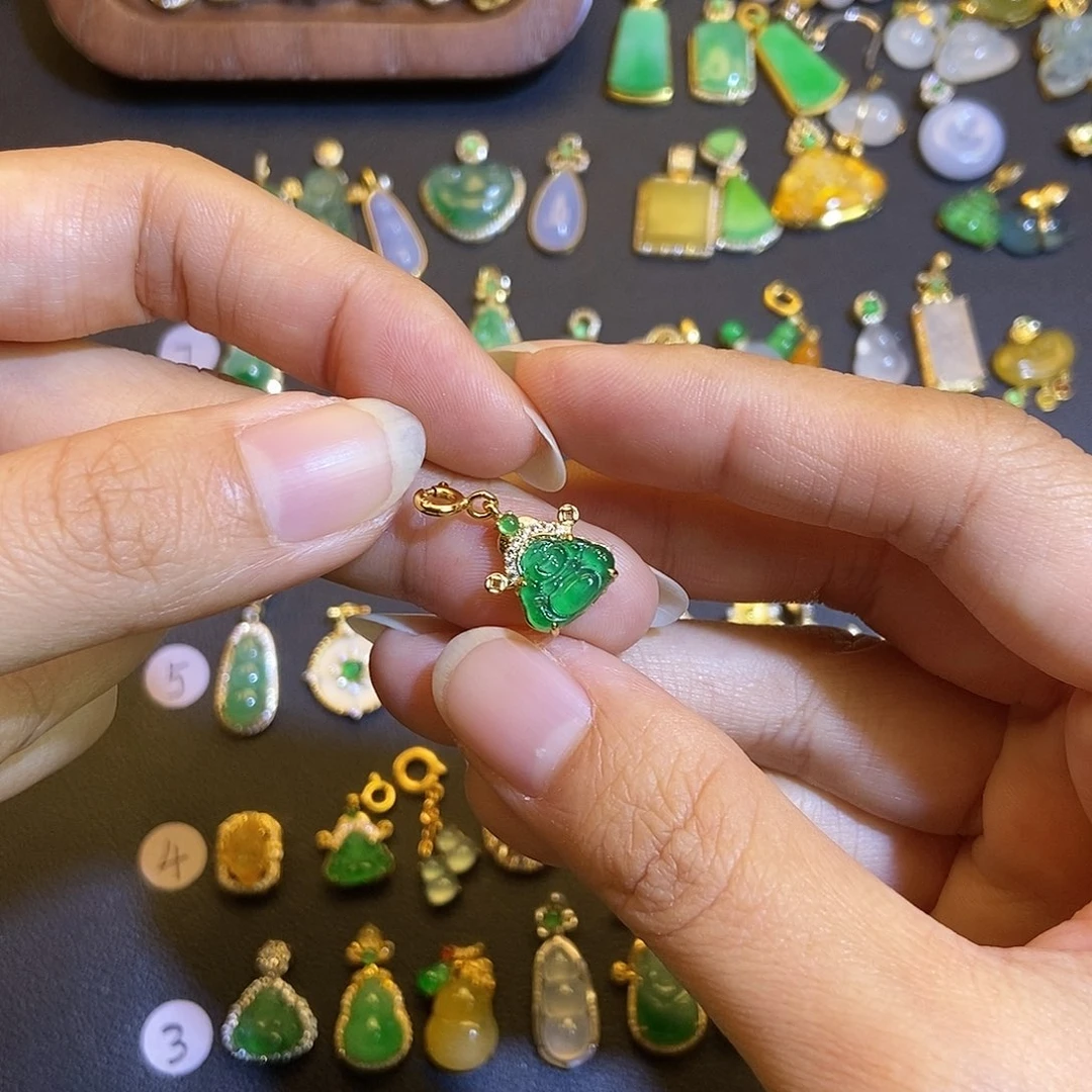 翡翠银S925镶嵌吊坠(不含链)