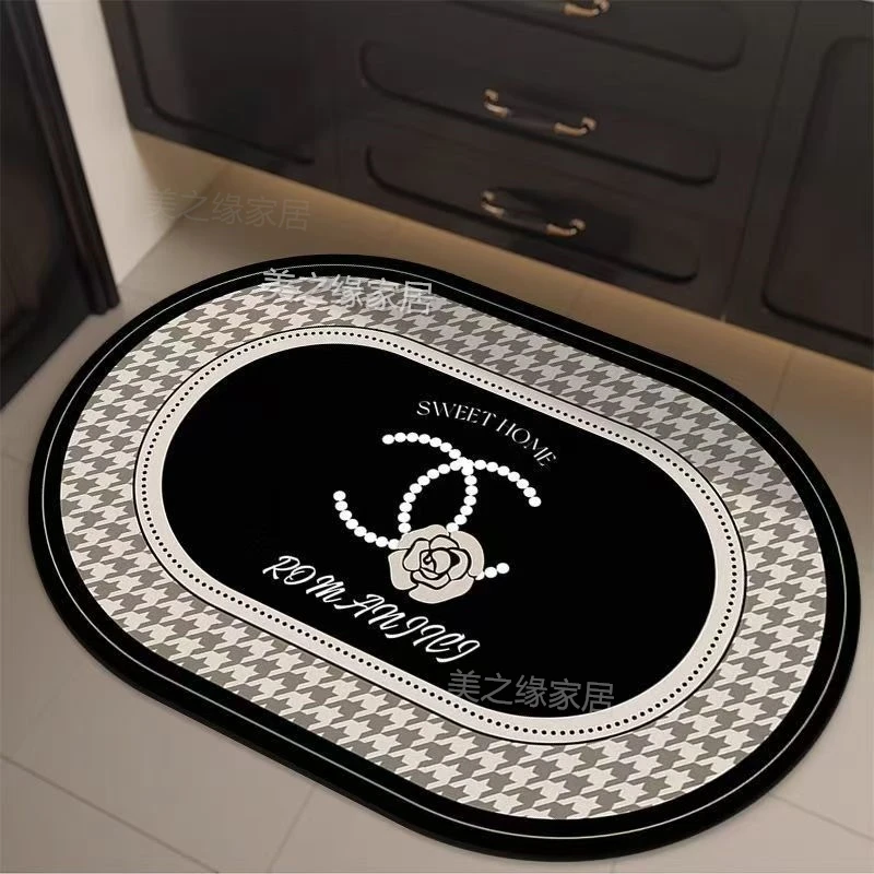 《加大尺寸》千鸟格大门口卫生间门口厨房脚垫地毯硅藻泥地垫