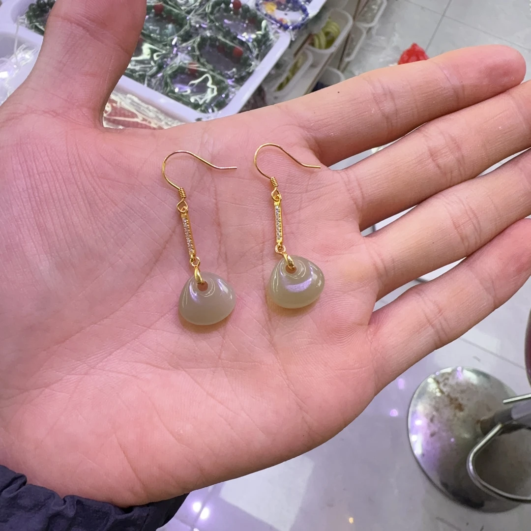 天然和田玉钱袋款耳坠多样性拍一发一n