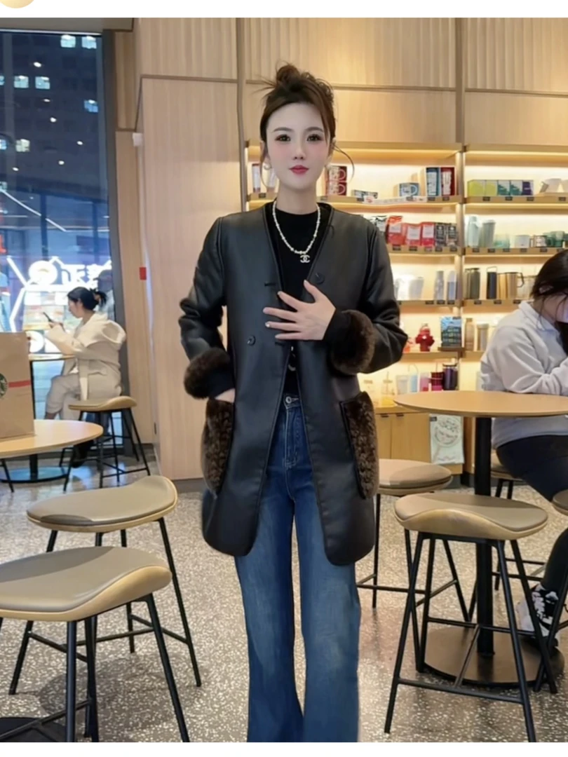 （北极系列）两面双穿保暖加厚型常规款轻奢中长款外套女士大衣皮衣