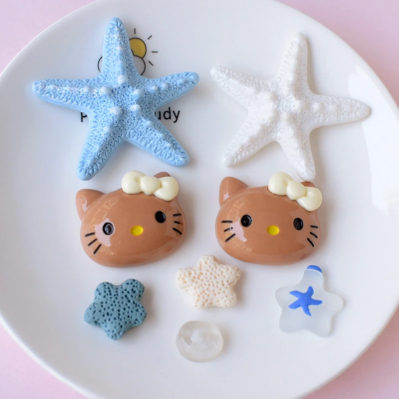 黑皮kitty猫咪矿物质蓝海星贝壳洞洞鞋鞋扣鞋花树脂配件DIY装饰