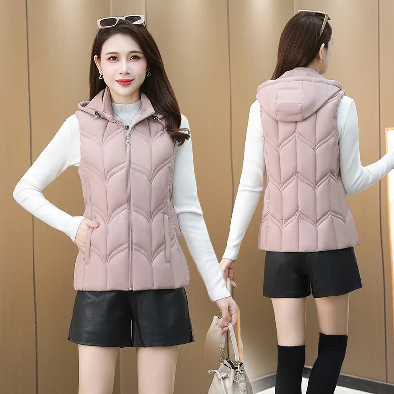 棉马甲女立领短款轻薄坎肩2024新款时尚修身外穿马夹女外套