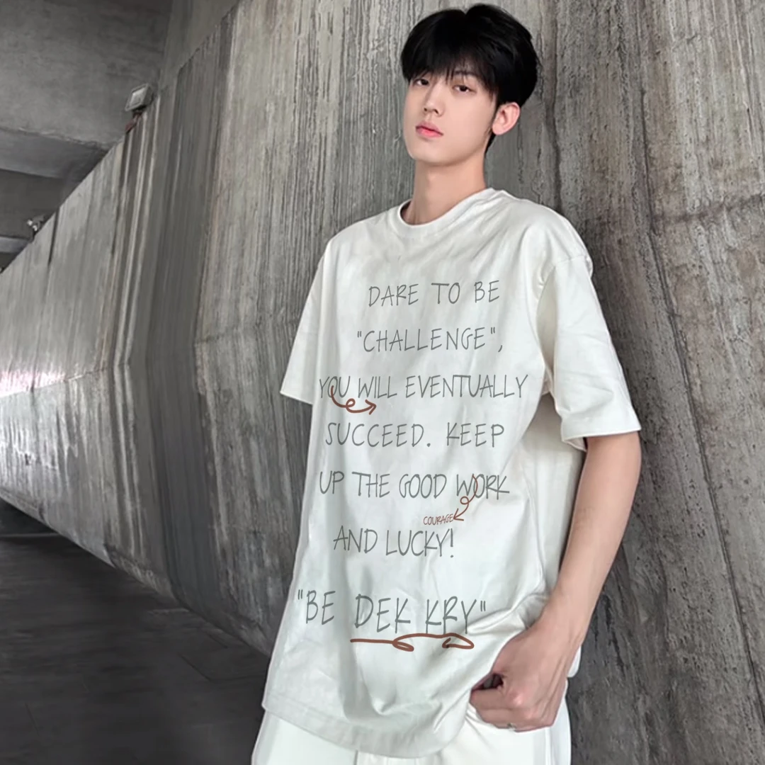 100%纯棉美式ins简约个性字母印花短袖T恤男女夏季休闲宽松上衣潮