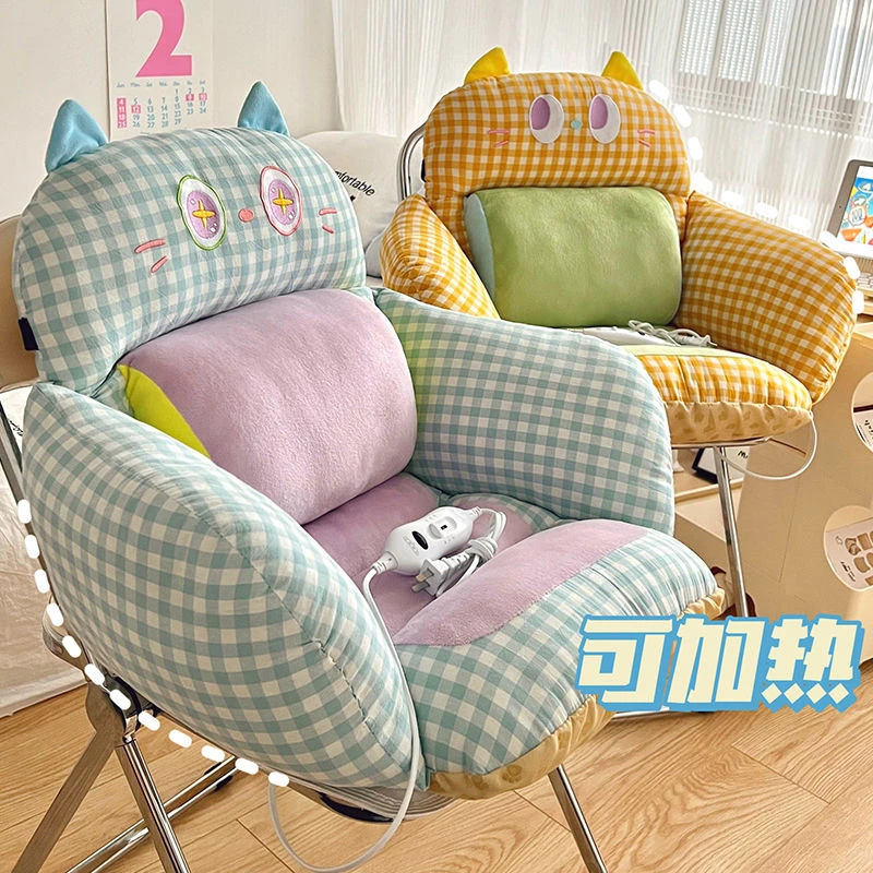 加热冬季坐垫靠背靠垫一体办公室座椅子垫久坐宿舍学生护腰垫加厚