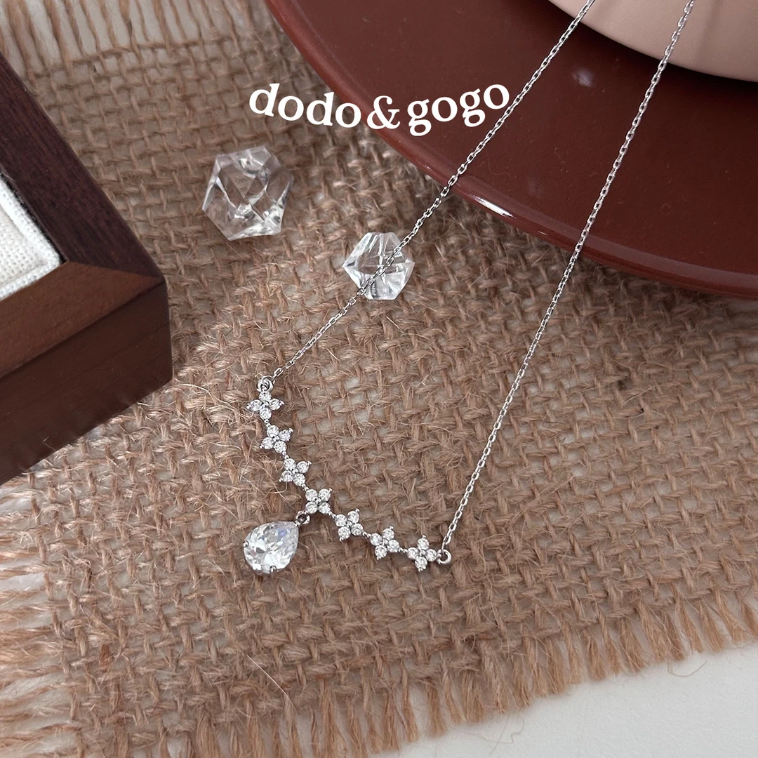 DODOGOGO 合金合成锆石项链 时尚百搭简约高级精致锆石水滴项链