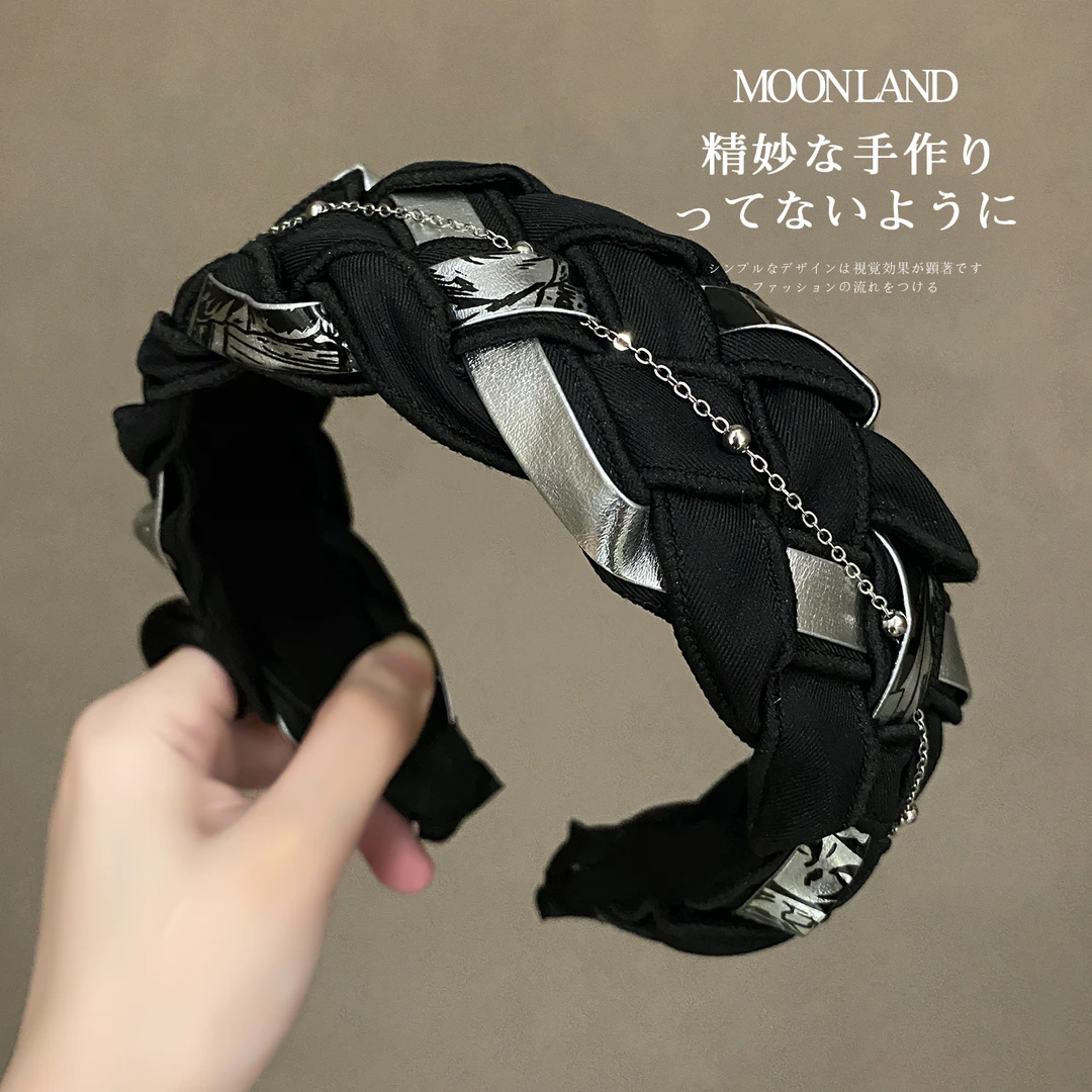 链条编织发箍女款高级感洋气时尚发卡高颅顶日常外戴洗脸压发头箍