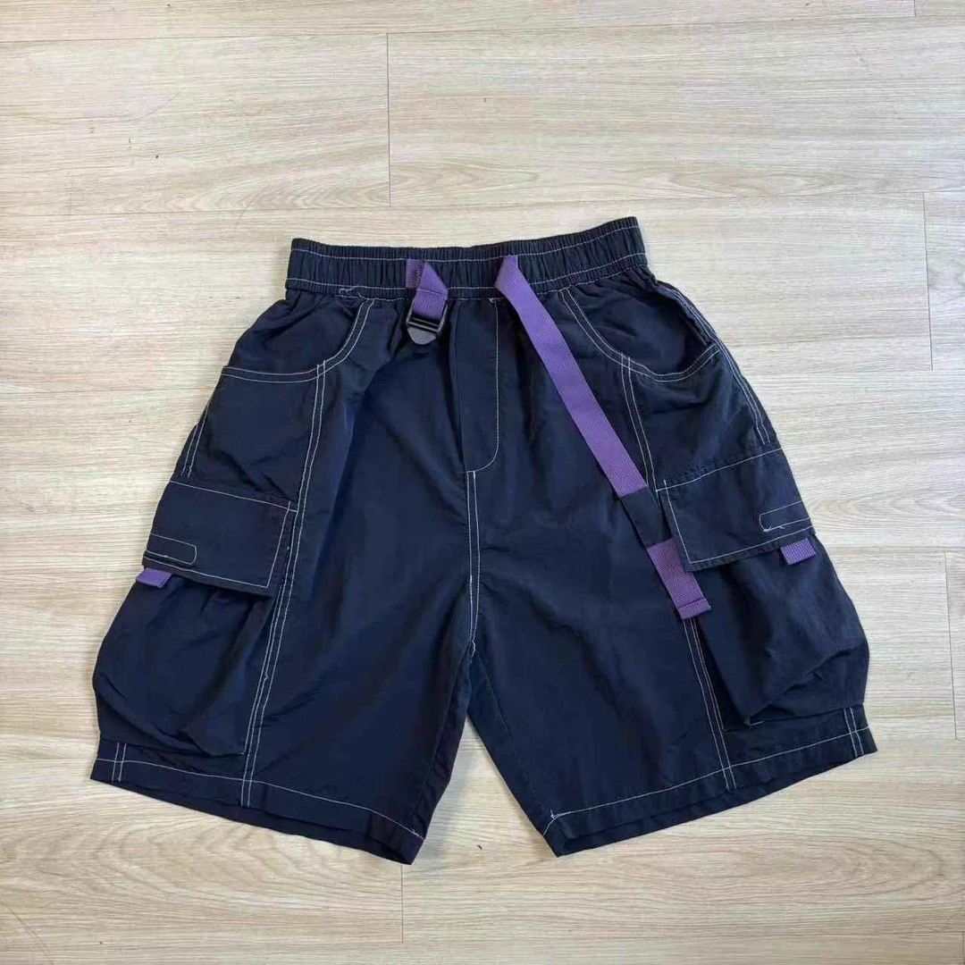 明线多口袋工装休闲宽松短裤6129