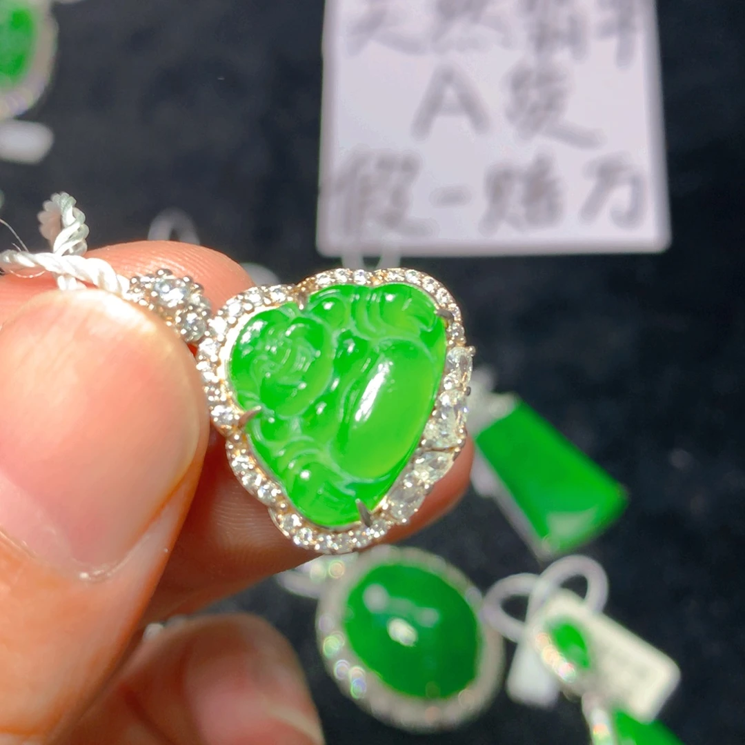 颈饰银S925镶嵌翡翠用****5