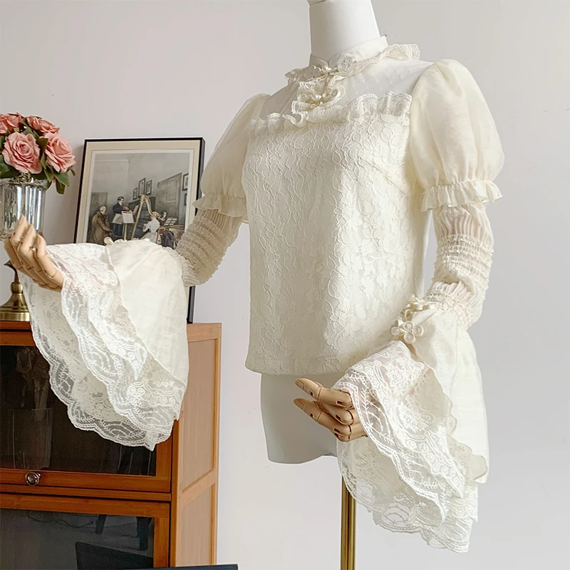 【月笼纱接袖】withpuji原创设计 中华风三色上衣接袖可拆多穿lo