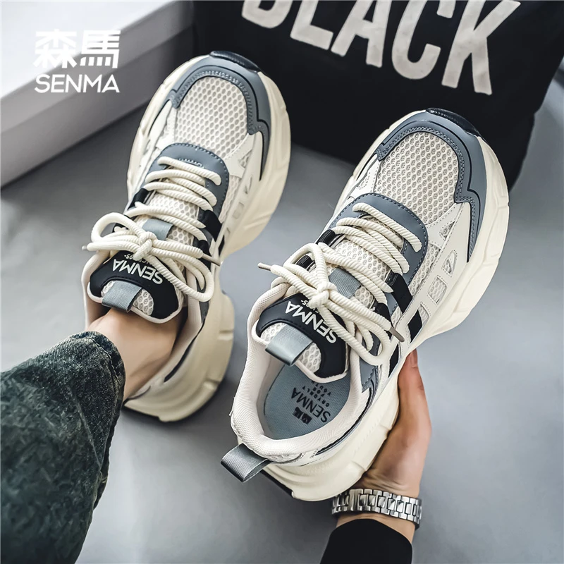 森马男鞋冬季高档潮鞋百搭时尚厚底跑步鞋学生网面ins老爹鞋男女