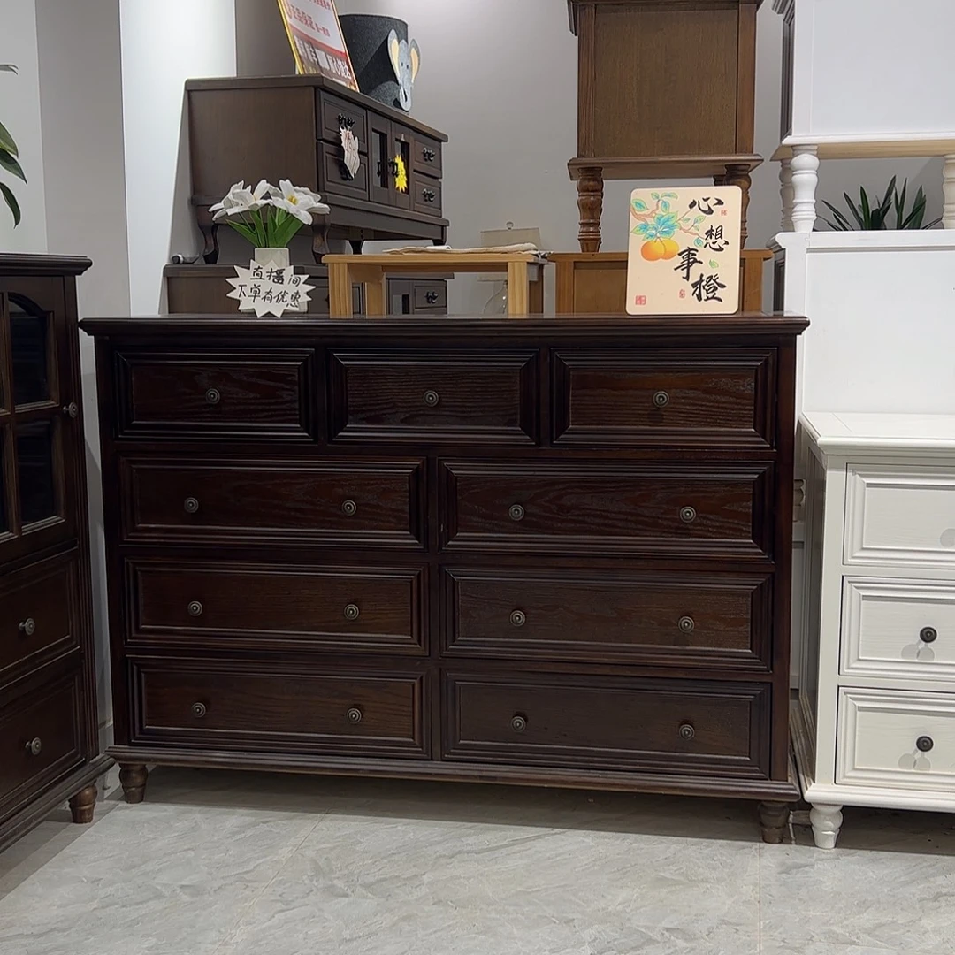 木（非红木类）美式胡桃色九斗柜