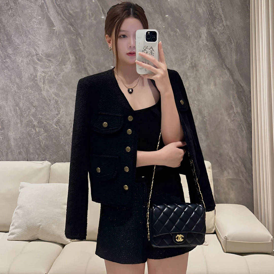 【非市场版本】5.0升级版经典粗花呢黑色小众高级感小香风秋季外套