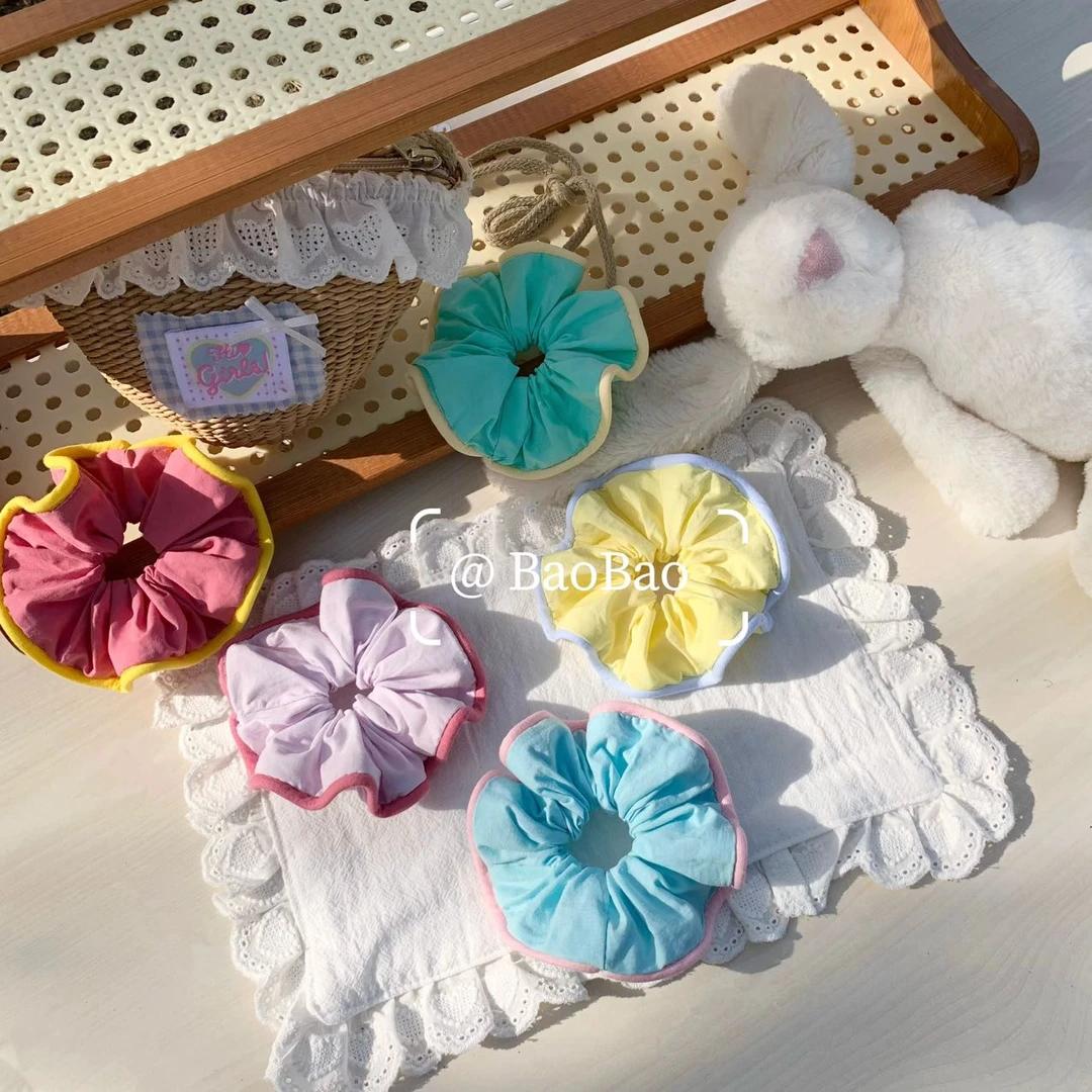 春夏新款彩色多巴胺锁边儿童大肠发圈1-3岁女宝发量少儿童发圈