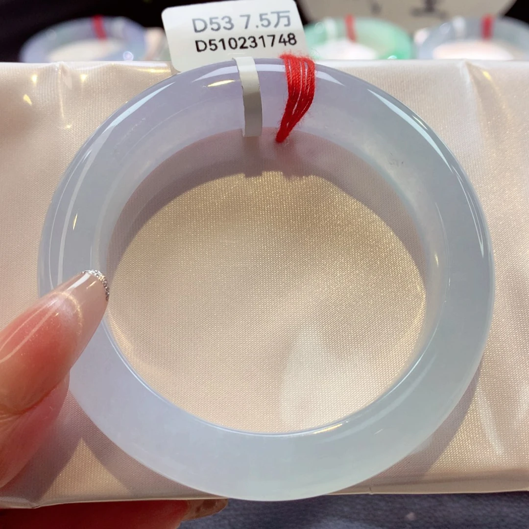 未镶嵌手镯翡翠53圈冰粉白月光（50号）