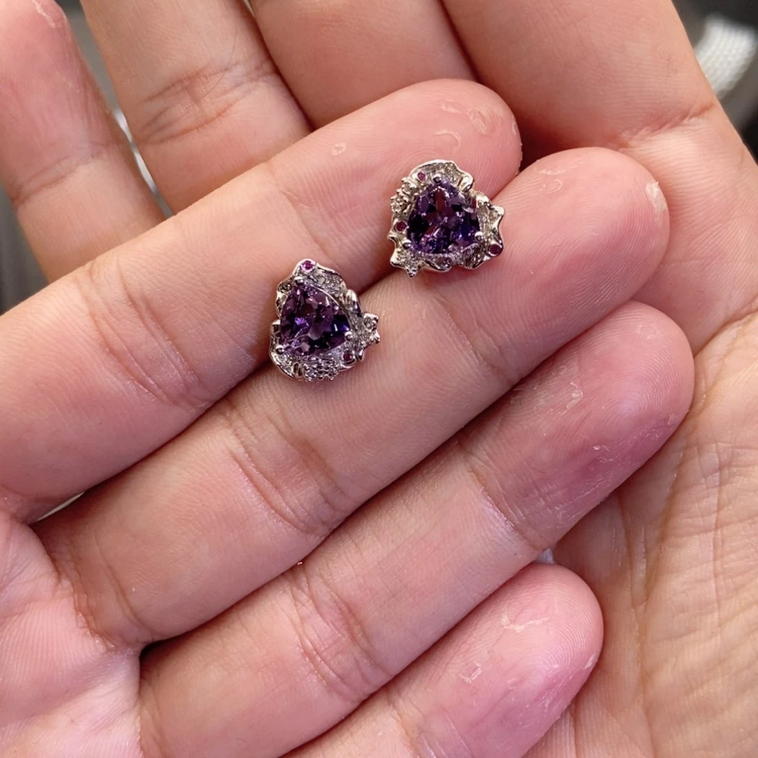 水晶耳饰银S925镶嵌?*尧