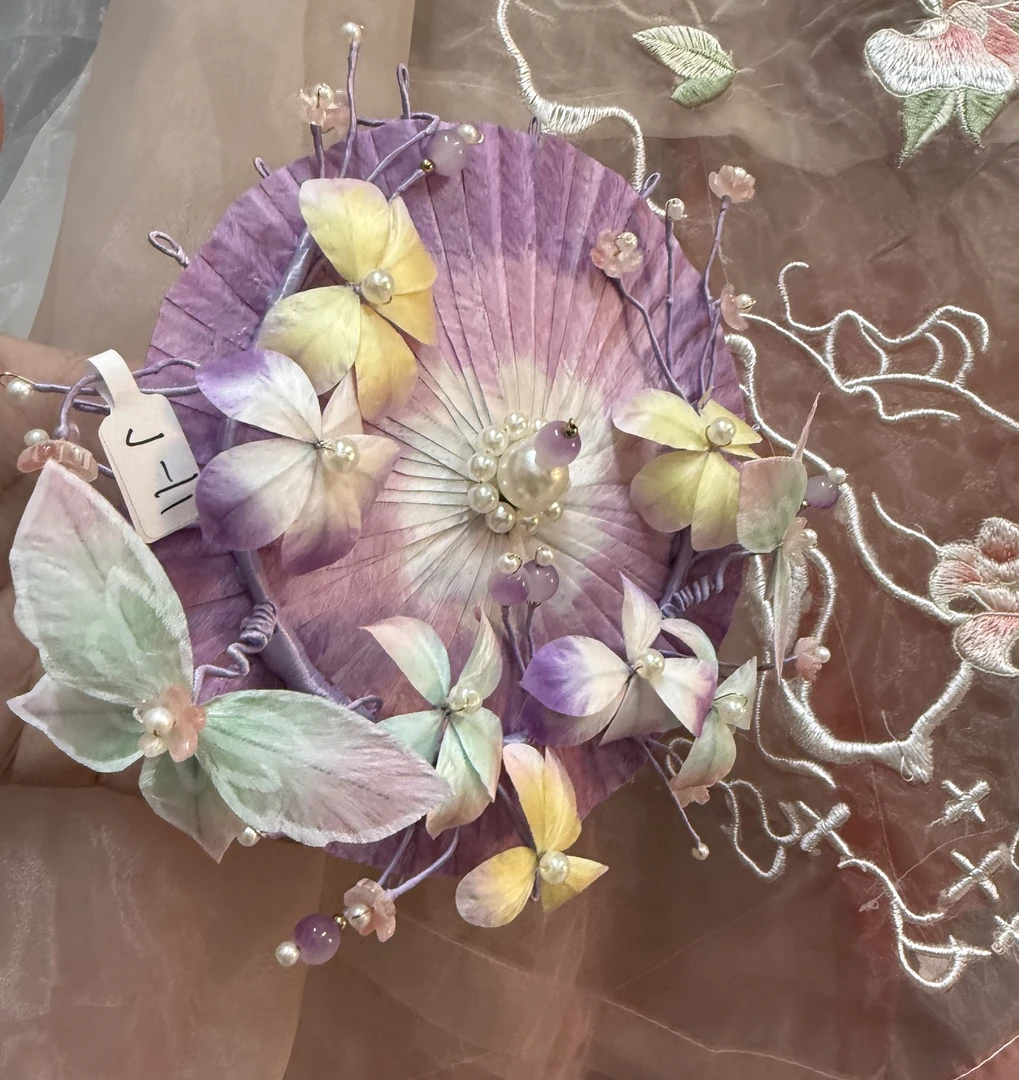 古风发饰汉服绒花发簪 手工制作默认微瑕 均有色差