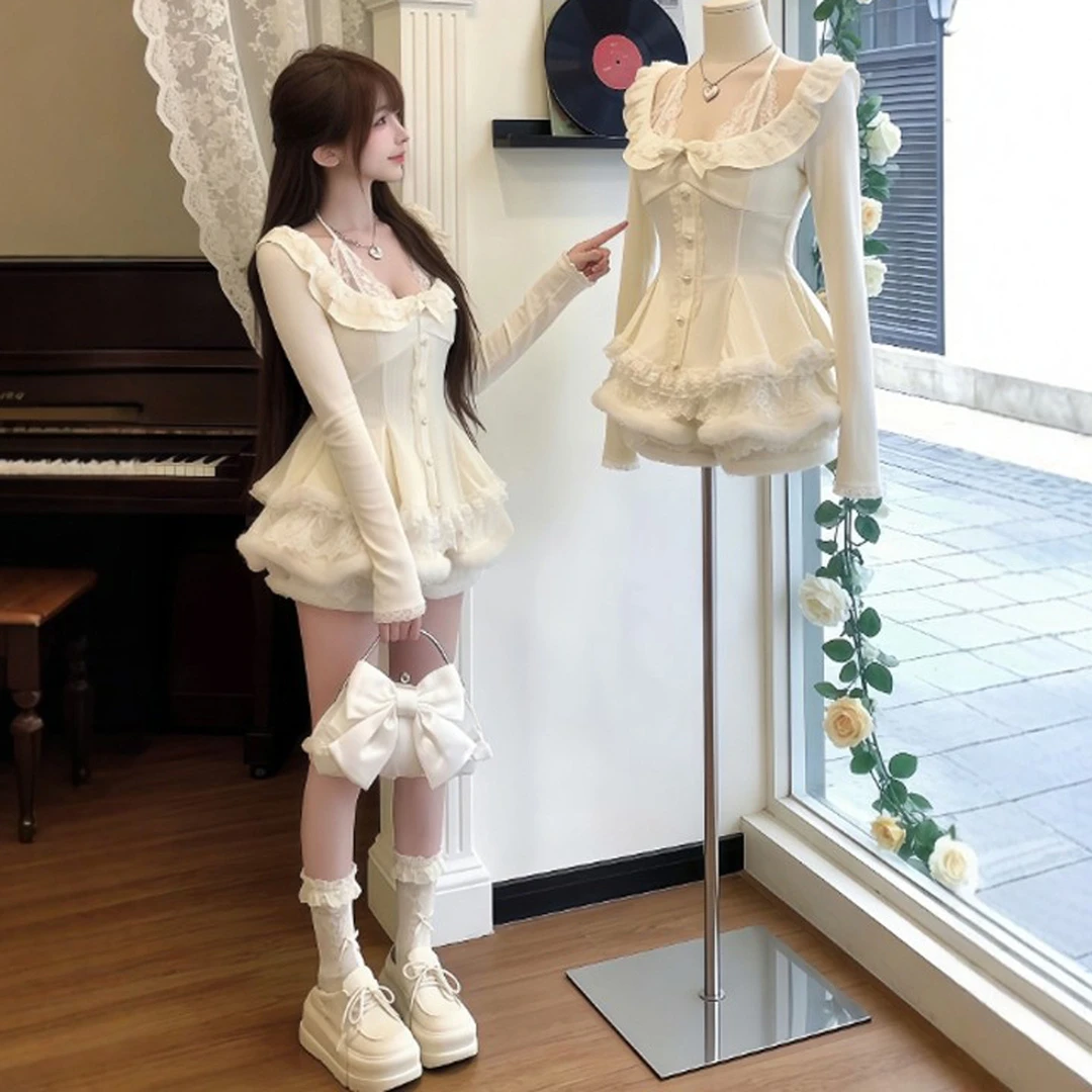 温柔风巨好看的上衣半身裙两件套装2026冬季一整套穿搭高级感时尚