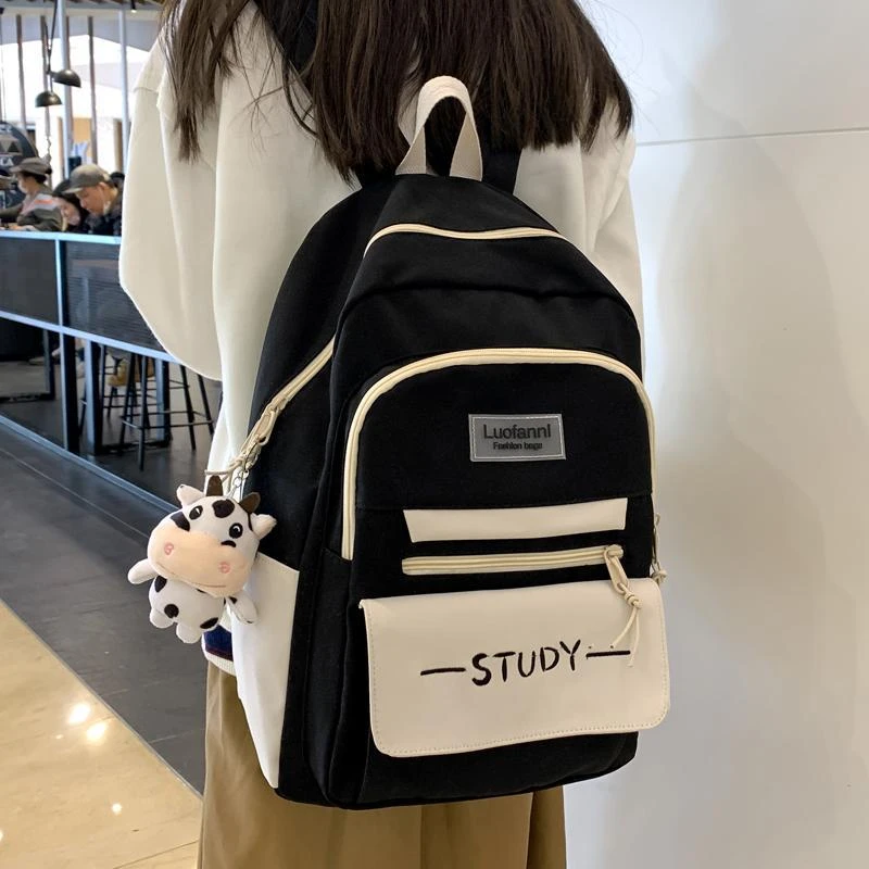 尼龙书包女双肩包高中生初中生中学生小校园双肩背包三到六年级大
