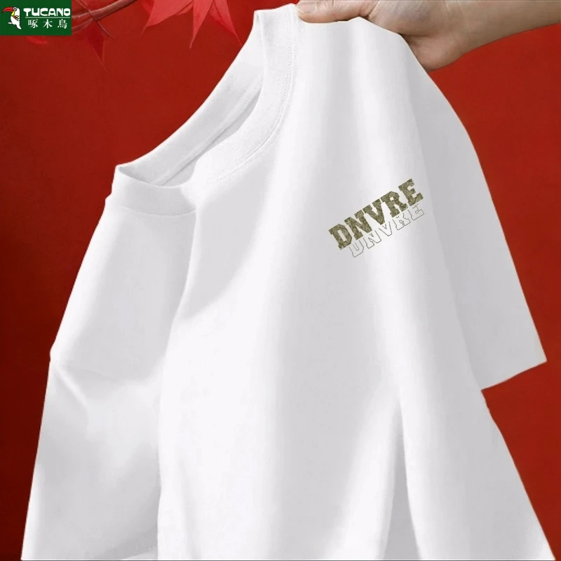 啄木鸟新款夏季男士纯棉短袖T恤爆款休闲时尚圆领短袖男款T恤