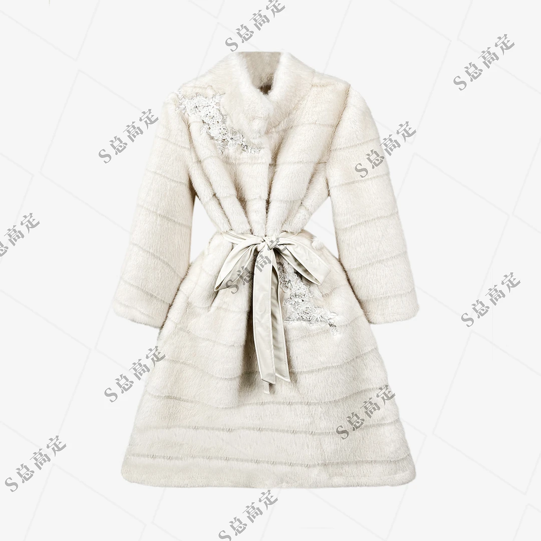 【夏夏专属】冬季新款轻熟风V领高级感束腰减龄显瘦中长外套女D0371