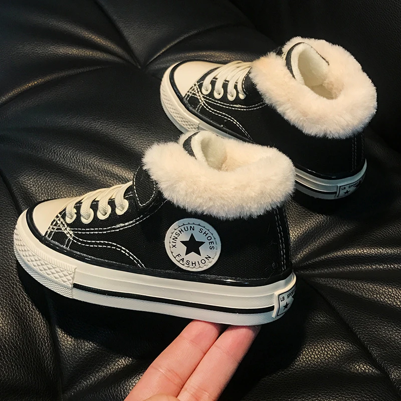 蜡比小星儿童二棉鞋女童鞋子帆布鞋男童冬鞋宝宝加绒冬季2024秋冬