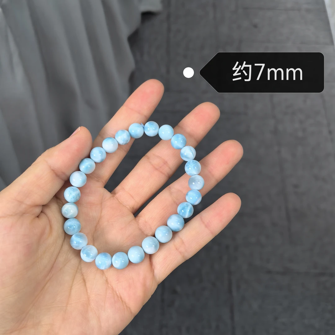 【珠宝厂长】约7mm海纹石圆珠单圈手串