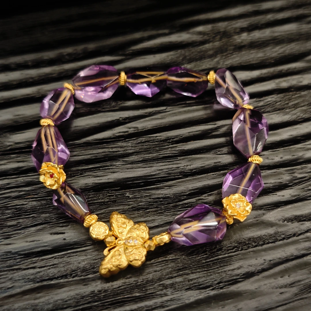 【蝶影紫瑛】旺桂福传承珠宝时尚轻奢手链9.19克适合14-16手围