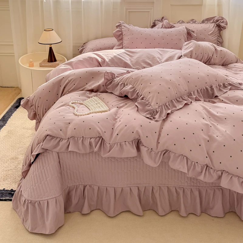 升级版.四季用床盖裙四件套.防滑床.正反双面两用.公主风床罩炕毯