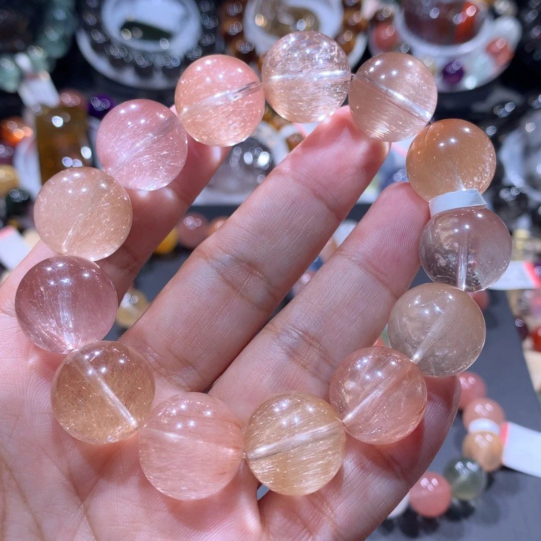 水晶手链未镶嵌分黄爽拼色16mm