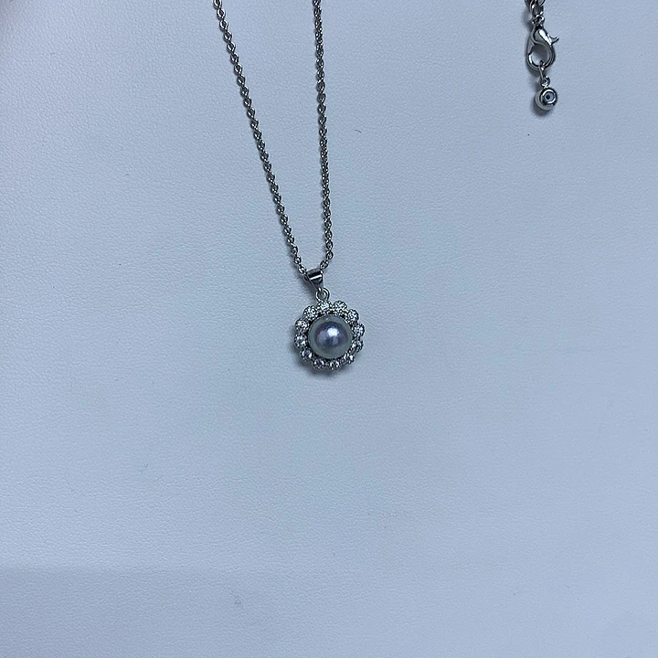海水珍珠银S925镶嵌吊坠(不含链)8-9