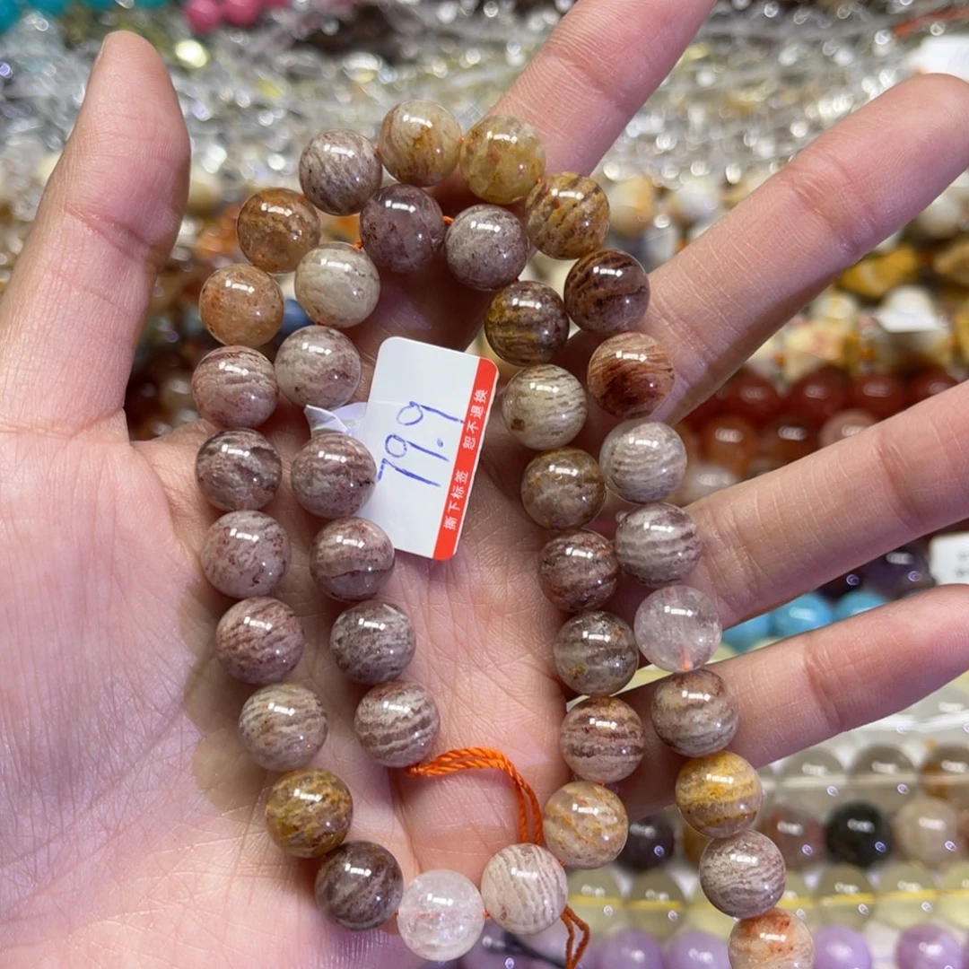 韩***华玛瑙/玉髓散珠粉千层卡10