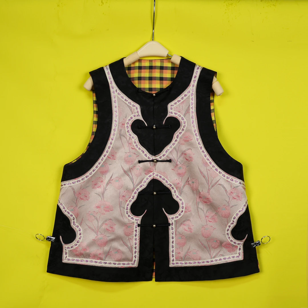 丘美【南乔枝】复古重磅真丝国风中式马甲