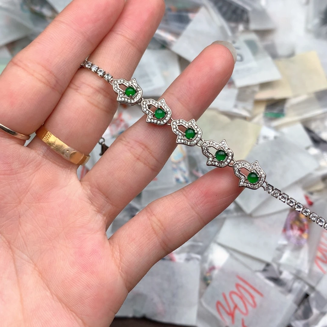 翡翠挂件银S925镶嵌一