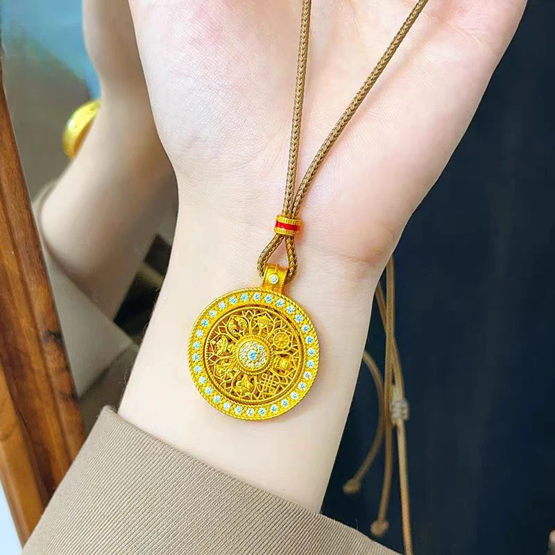 铜合金项链 可旋转八宝罗盘项链礼物送女友高端高定制