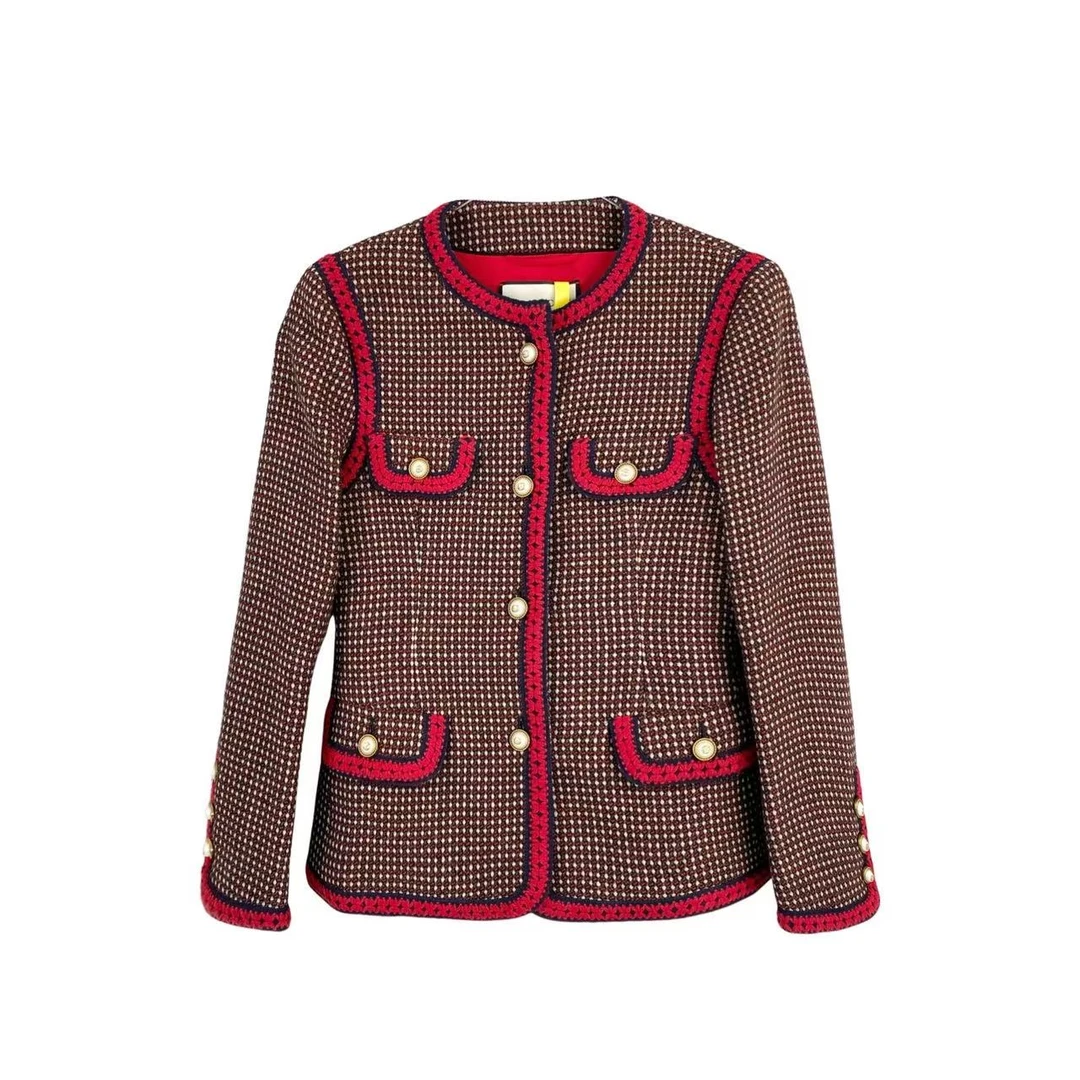 99新 GUCCI/古驰  bb1843 羊毛 刺绣珍珠扣毛呢外套 38码 99新